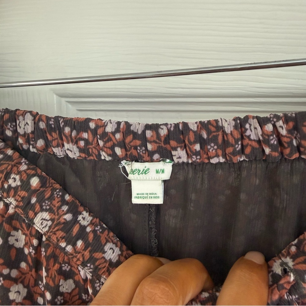 AE Floral Brown Tiered Skirt - Picture 4 of 5